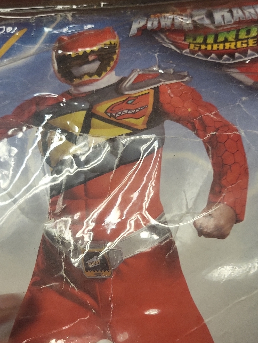 Power Ranger Red Dino Charge Costume with Yellow and Silver Accents